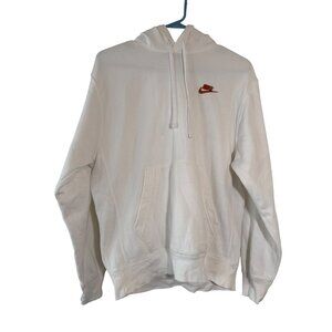 Nike Sportswear Club Fleece Hoodie White Small Gold/Orange Symbol